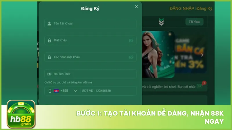 Khuyến Mãi HB88 2 Hãy bắt đầu tạo cho mình một tài khoản game